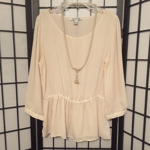Forever 21 Pale Peach Sheer Top sz M